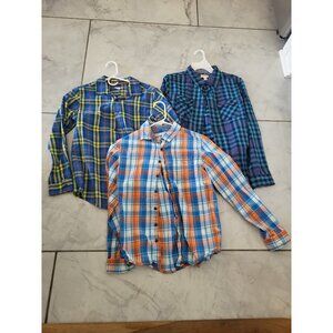 Boy's Lot of 3 Cat & Jack Long Sleeve Button Down Shirts Casual Dress Size Large